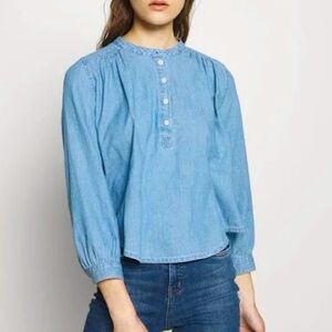 MADEWELL Denim Peasant Top size Medium